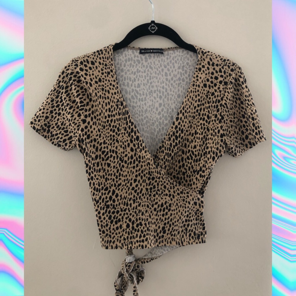 Brandy Melville Leopard Print Wrap top